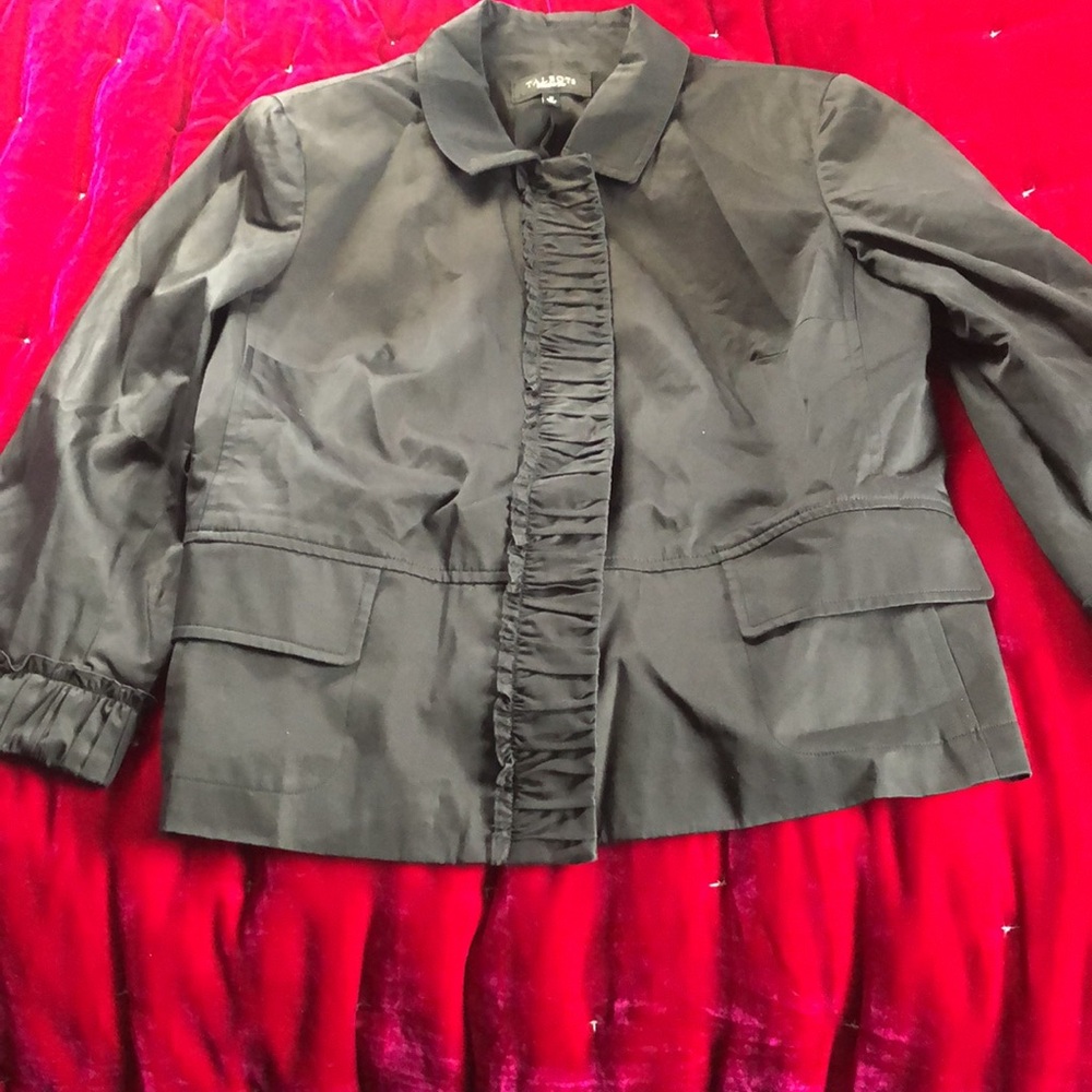 Talbots Black Jacket With Ruffles - image 3